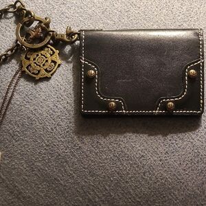 Kate Landry Black Leather Wallet with Gold Accents